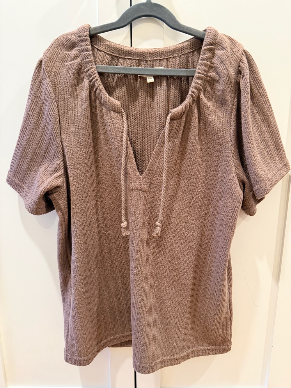 NWOT Madewell Texture Knit Tie-Front Short Sleeve Top